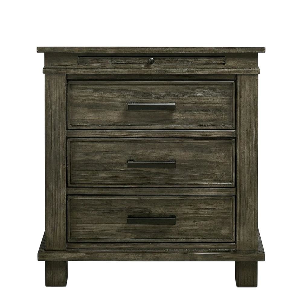 Distressed Finish Nightstand with Oxidized Iron Hardware