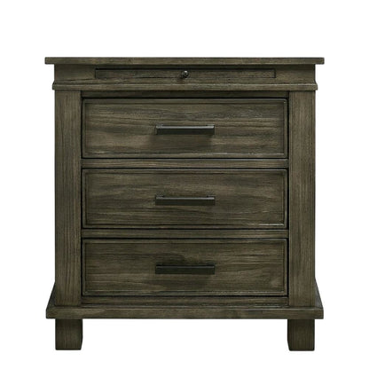 Distressed Finish Nightstand with Oxidized Iron Hardware