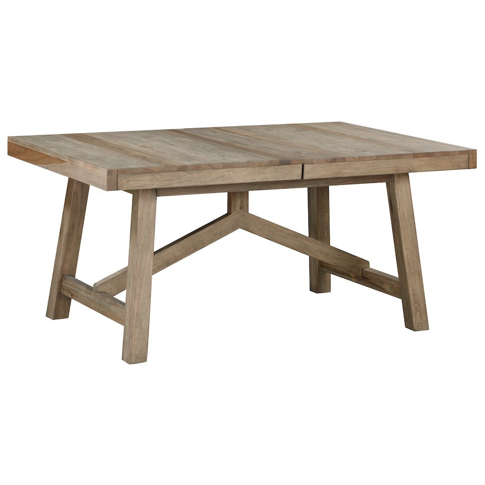 Rustic Extendable Dining Table with Leaf, Solid Trestle Table for 8 Guests