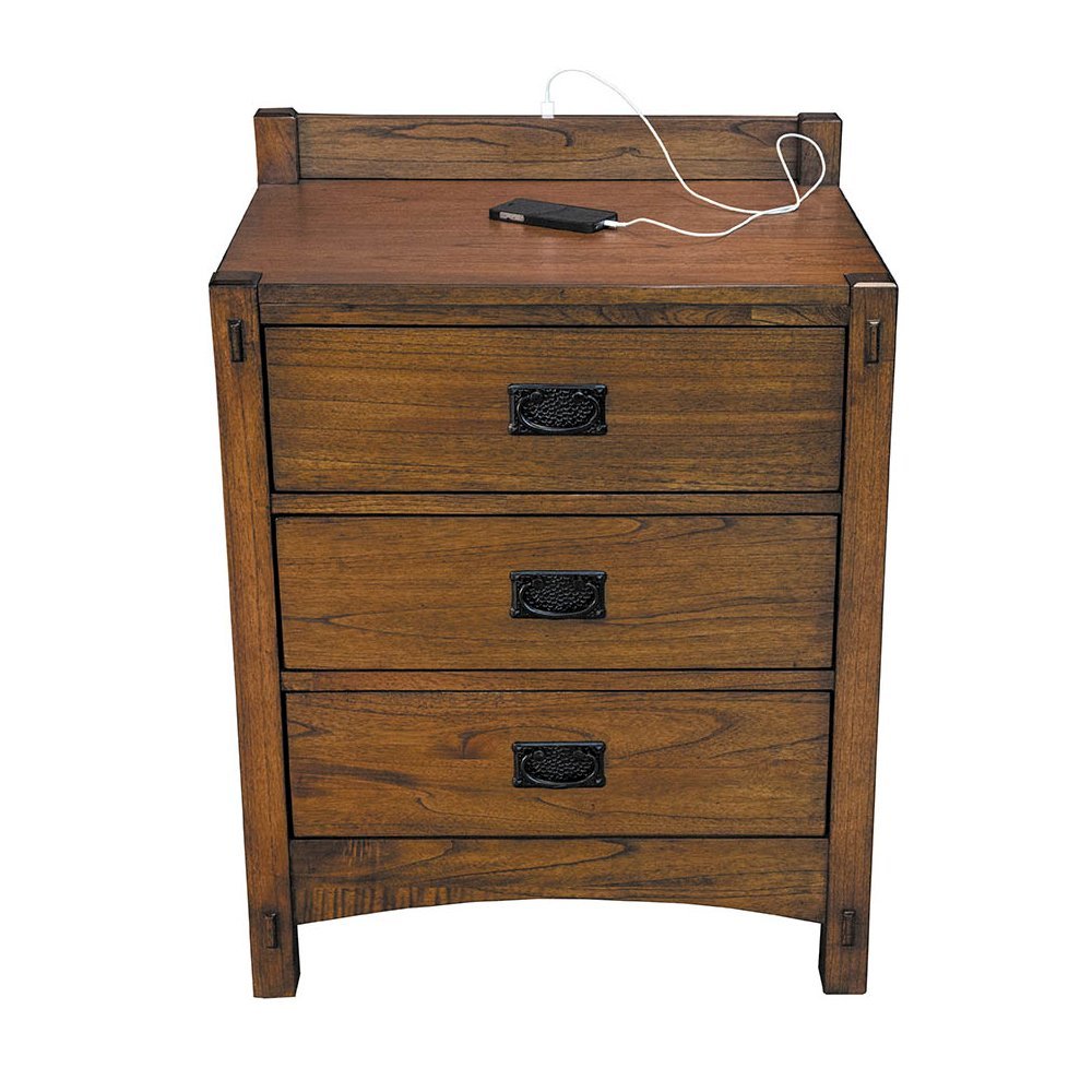 Brown 3 Drawer Nightstand with Storage, Solid Side Table with Drawers