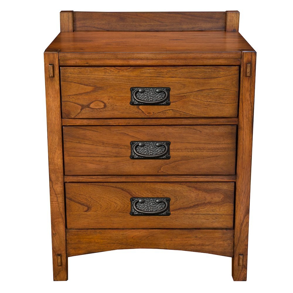 Brown 3 Drawer Nightstand with Storage, Solid Side Table with Drawers