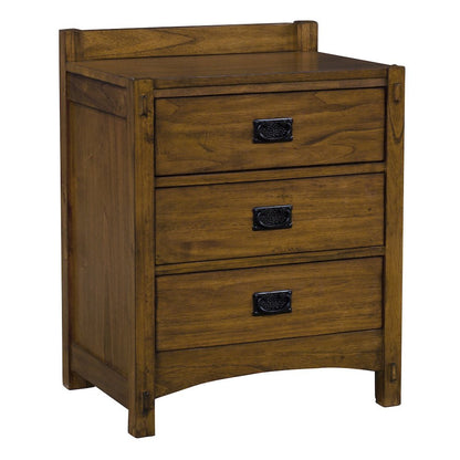 Brown 3 Drawer Nightstand with Storage, Solid Side Table with Drawers