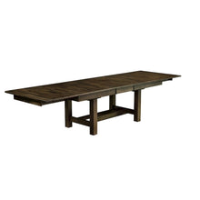 Extendable Rustic Dining Table with Leaf for 8, Solid Gray Wood Design