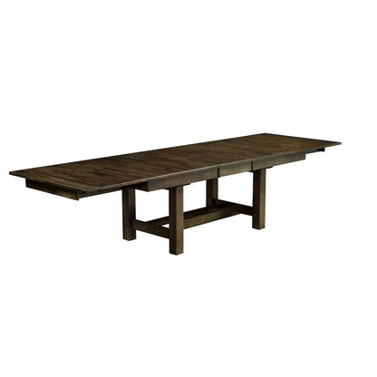 Extendable Rustic Dining Table with Leaf for 8, Solid Gray Wood Design