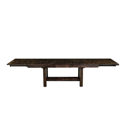 Extendable Rustic Dining Table with Leaf for 8, Solid Gray Wood Design