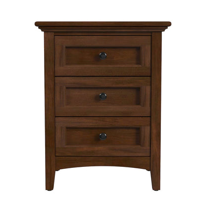 30 Inch Wooden Nightstand, 3 Drawer Brown Bedroom Table in Solid Wood