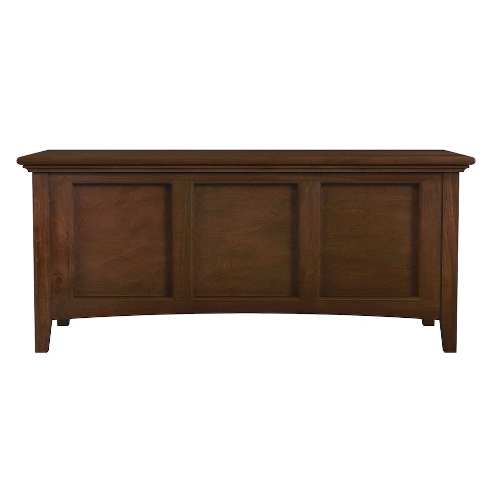 Cherry Brown Storage Bench with Trunk Lid, Wooden Chest for Bedroom Use