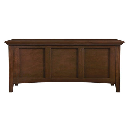 Cherry Brown Storage Bench with Trunk Lid, Wooden Chest for Bedroom Use