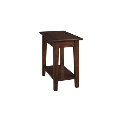Brown Rectangular Chairside Table, 24 Inch Mahogany Side Table with Shelf