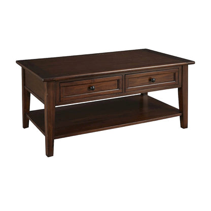 Rectangular Coffee Table with Storage, Solid Wood Cocktail Table Brown