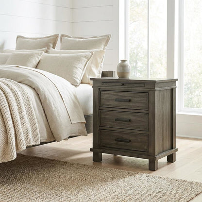 Distressed Finish Nightstand with Oxidized Iron Hardware