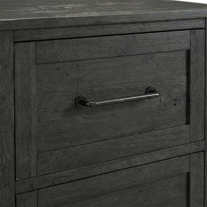 Charcoal Rustic Nightstand with Distressed Solid Pine and Graphite Hardware