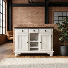 Cocoa Bean Finish Dining Server in Solid Rubberwood with Light Distressed Style