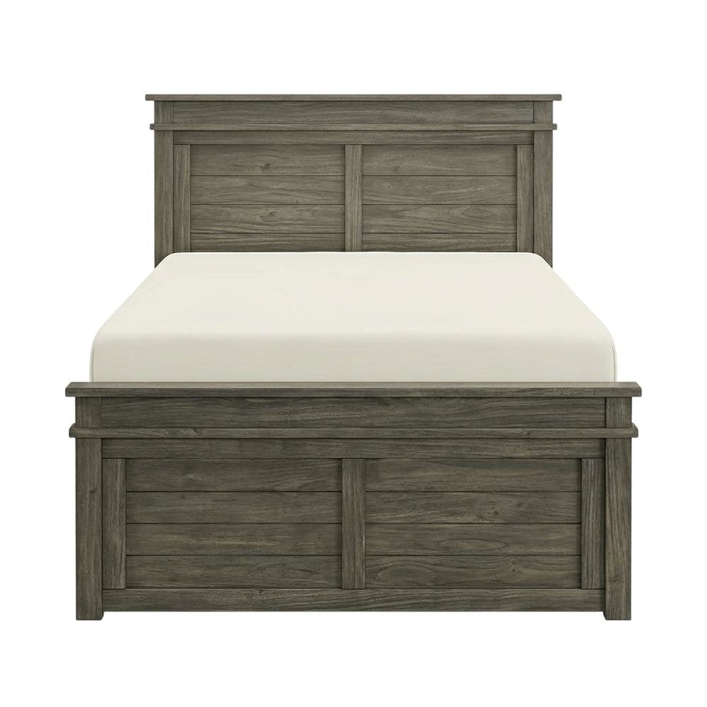 King Platform Bed with Grey Finish and Solid New Zealand Pine Craftsman Style