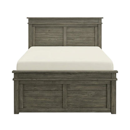 King Platform Bed with Grey Finish and Solid New Zealand Pine Craftsman Style