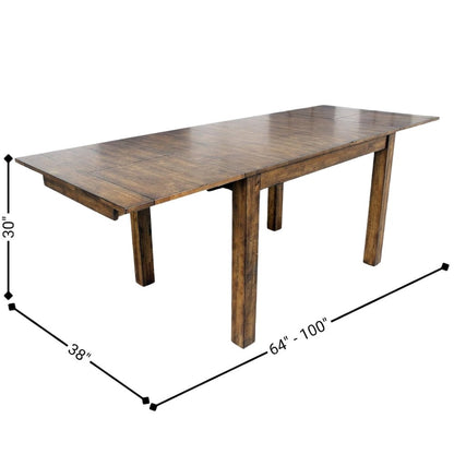 Rustic Whiskey Extendable Dining Table with Leaf, Rustic Dining Table