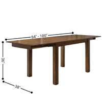 Rustic Whiskey Extendable Dining Table with Leaf, Rustic Dining Table for Eight