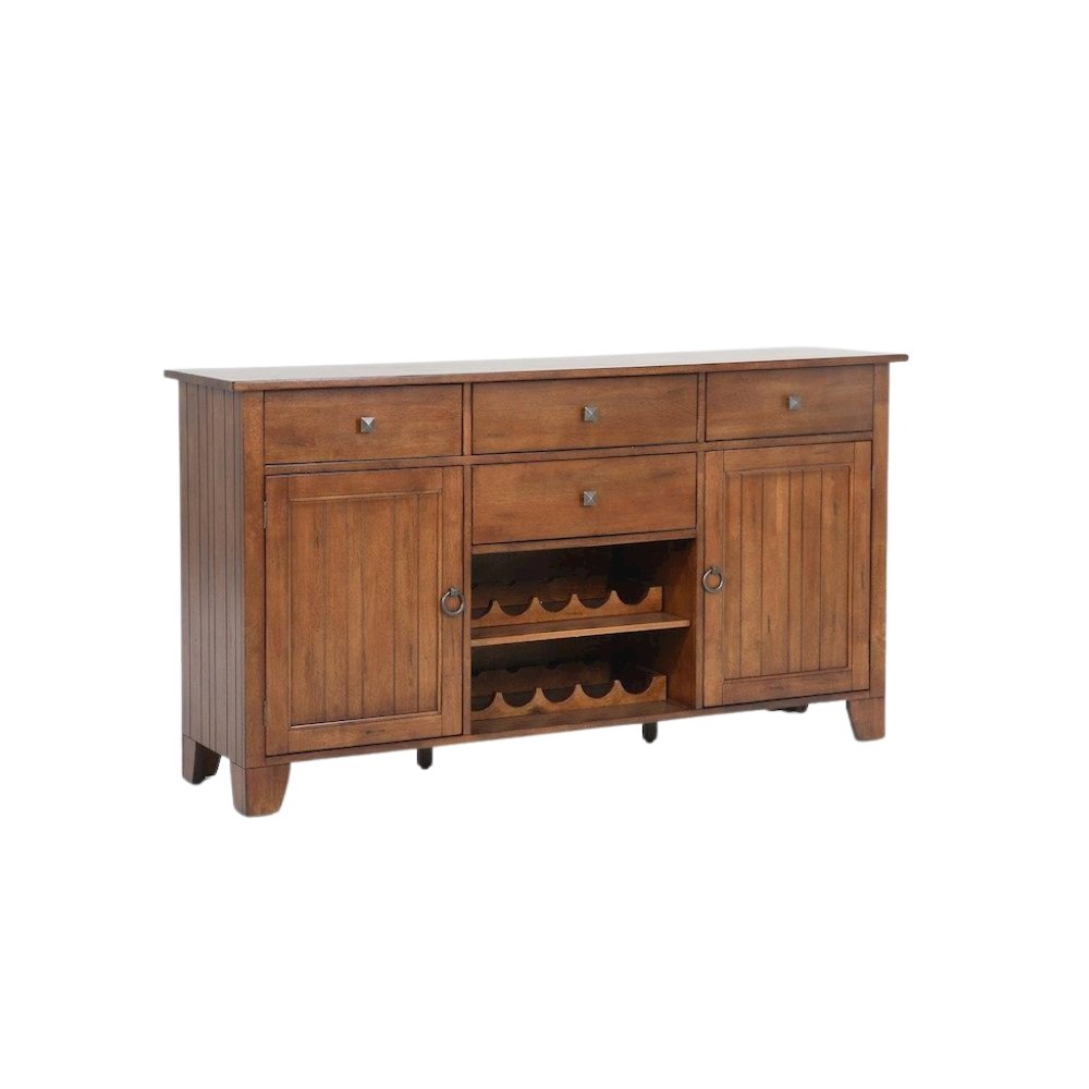 Rustic Brown Wine Bar Cabinet with Storage, Farmhouse Coffee Bar Server