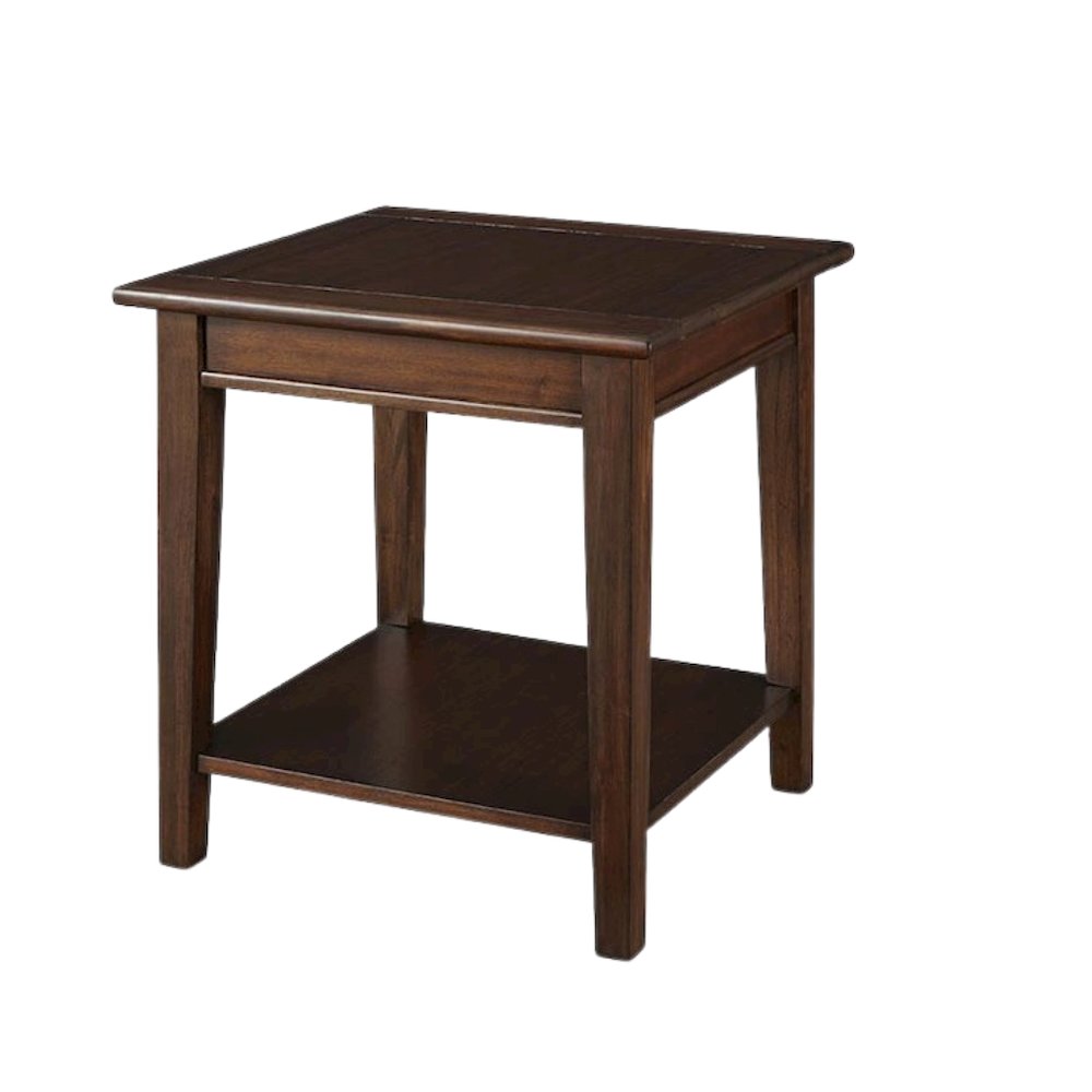 Brown Wooden End Table for Living Room, Small Square Table with Shelf