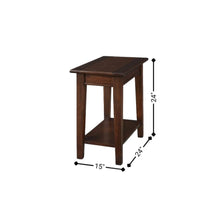 Brown Rectangular Chairside Table, 24 Inch Mahogany Side Table with Shelf