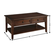 Rectangular Coffee Table with Storage, Solid Wood Cocktail Table Brown