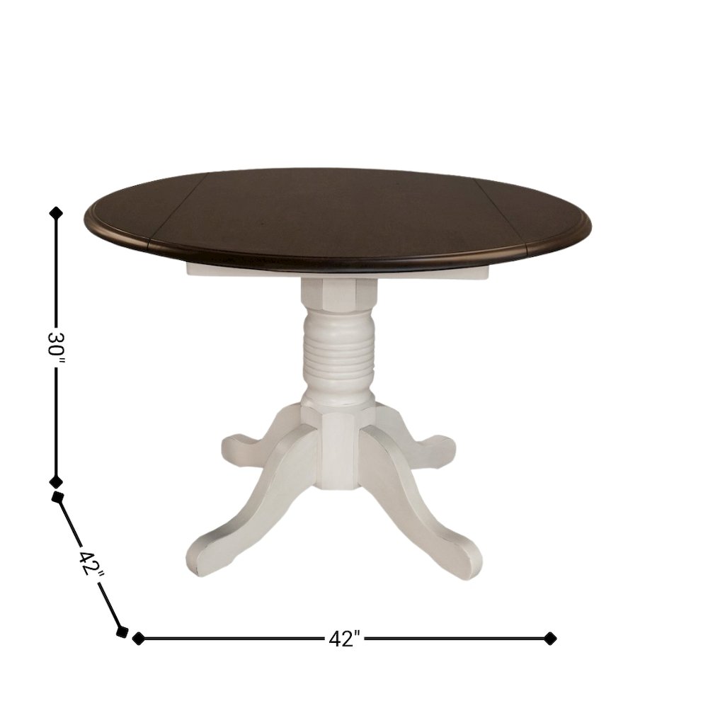 Pedestal Drop Leaf Table for Small Spaces, Compact Dining Table with Leaf