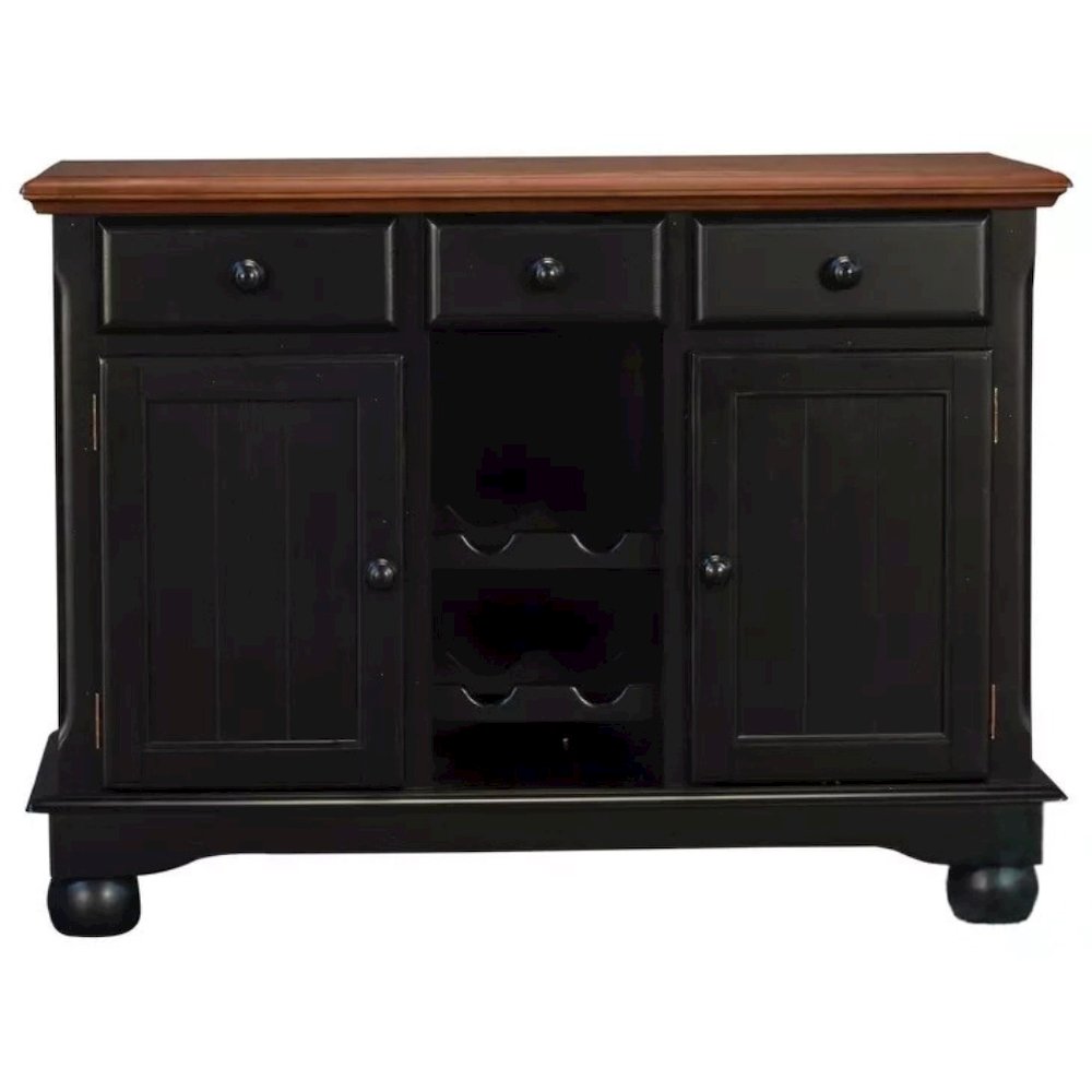 Black Farmhouse Coffee Bar, Wine Cabinet with Storage and Drawers