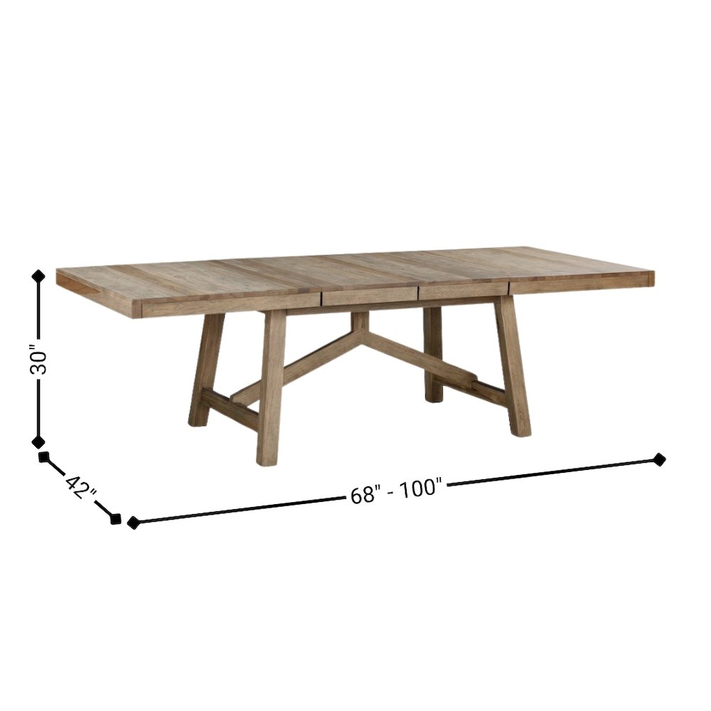 Rustic Extendable Dining Table with Leaf, Solid Trestle Table for 8 Guests
