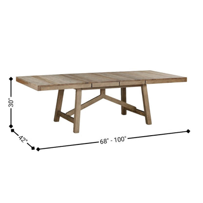 Rustic Extendable Dining Table with Leaf, Solid Trestle Table for 8 Guests