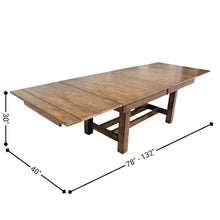 Brown Extendable Trestle Dining Table with Leaf, Rustic Table for 8