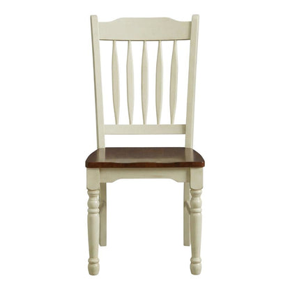 Merlot-Buttermilk Slatback Dining Chair Set with Solid Rubberwood Construction