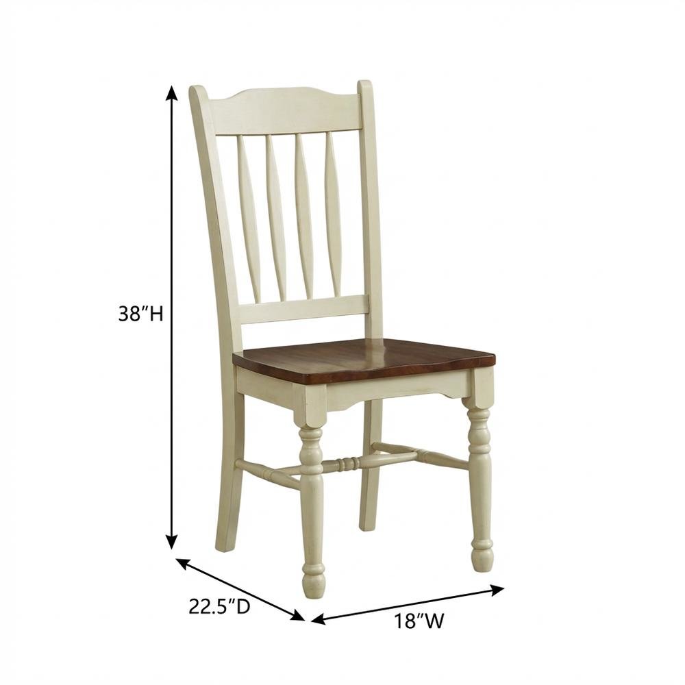Merlot-Buttermilk Slatback Dining Chair Set with Solid Rubberwood Construction