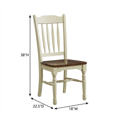 Merlot-Buttermilk Slatback Dining Chair Set with Solid Rubberwood Construction