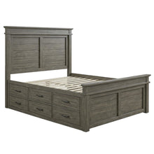 King Platform Bed with Grey Finish and Solid New Zealand Pine Craftsman Style