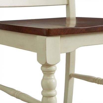 Merlot-Buttermilk Slatback Dining Chair Set with Solid Rubberwood Construction