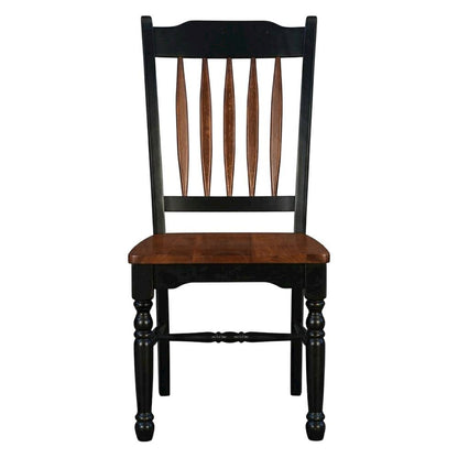 Solid Rubberwood Dining Chairs with Black Slatback Finish, Set of 2