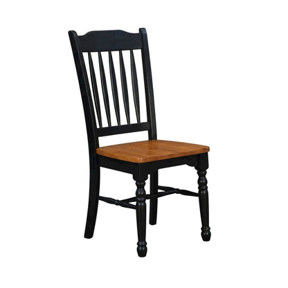 Solid Rubberwood Dining Chairs with Black Slatback Finish, Set of 2