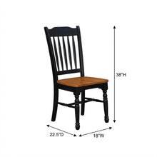 Solid Rubberwood Dining Chairs with Black Slatback Finish, Set of 2