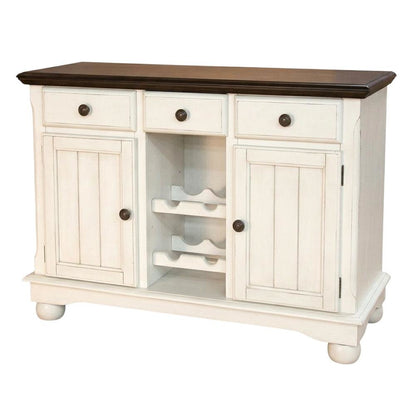 Cocoa Bean Finish Dining Server in Solid Rubberwood with Light Distressed Style