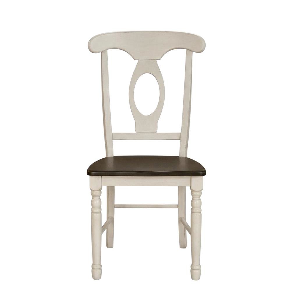 Two-Tone Wooden Dining Chairs with Distressed Finish, Set of 2