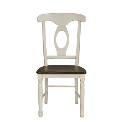 Two-Tone Wooden Dining Chairs with Distressed Finish, Set of 2