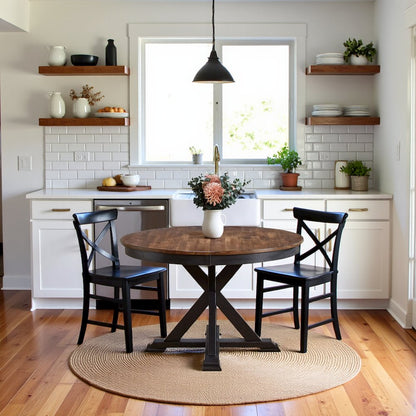 Black Oval Transformer Table, Round Extendable Dining Table for Kitchens