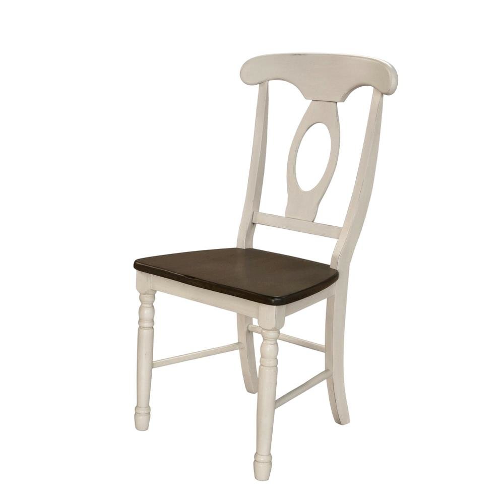 Two-Tone Wooden Dining Chairs with Distressed Finish, Set of 2
