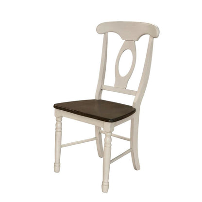 Two-Tone Wooden Dining Chairs with Distressed Finish, Set of 2