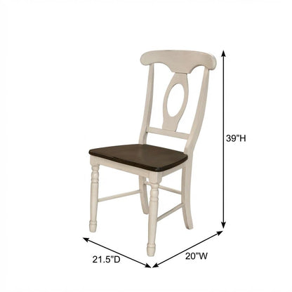 Two-Tone Wooden Dining Chairs with Distressed Finish, Set of 2