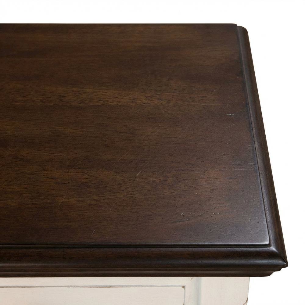Cocoa Bean Finish Dining Server in Solid Rubberwood with Light Distressed Style