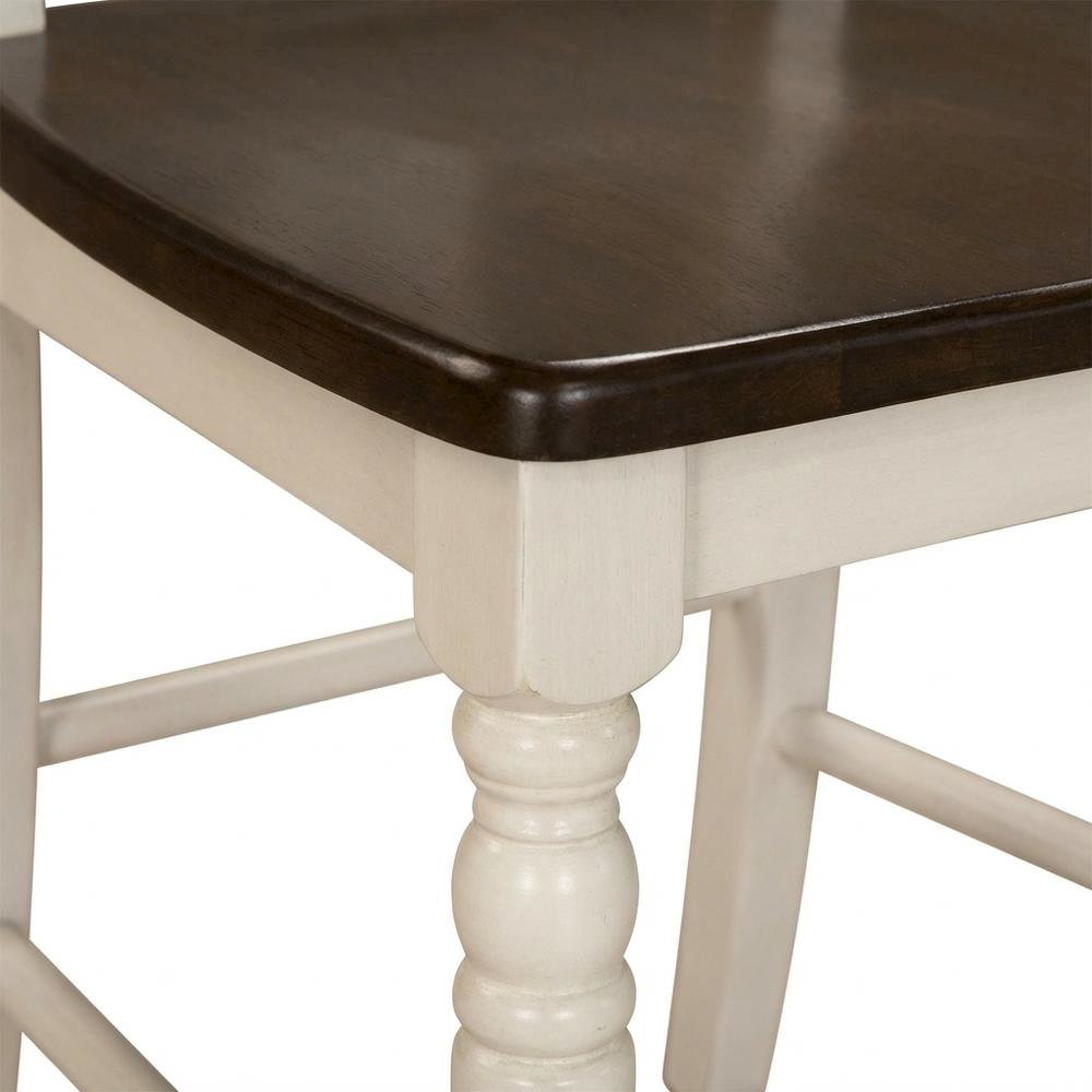 Two-Tone Wooden Dining Chairs with Distressed Finish, Set of 2