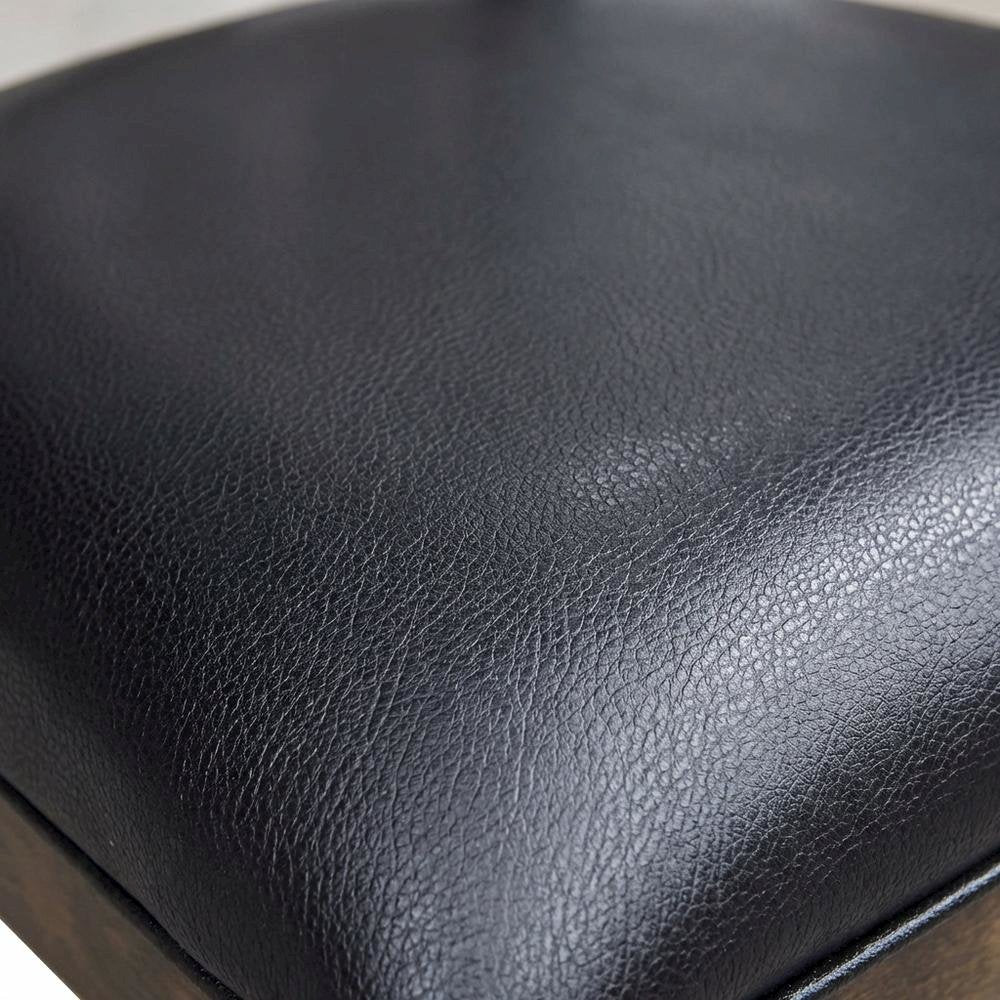 Rustic Whiskey Slatback Dining Chairs with Faux Leather Upholstery
