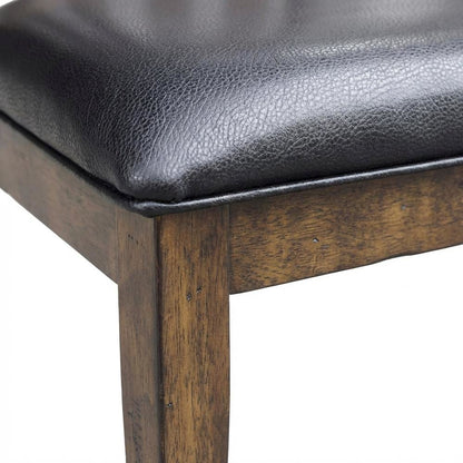 Rustic Whiskey Slatback Dining Chairs with Faux Leather Upholstery