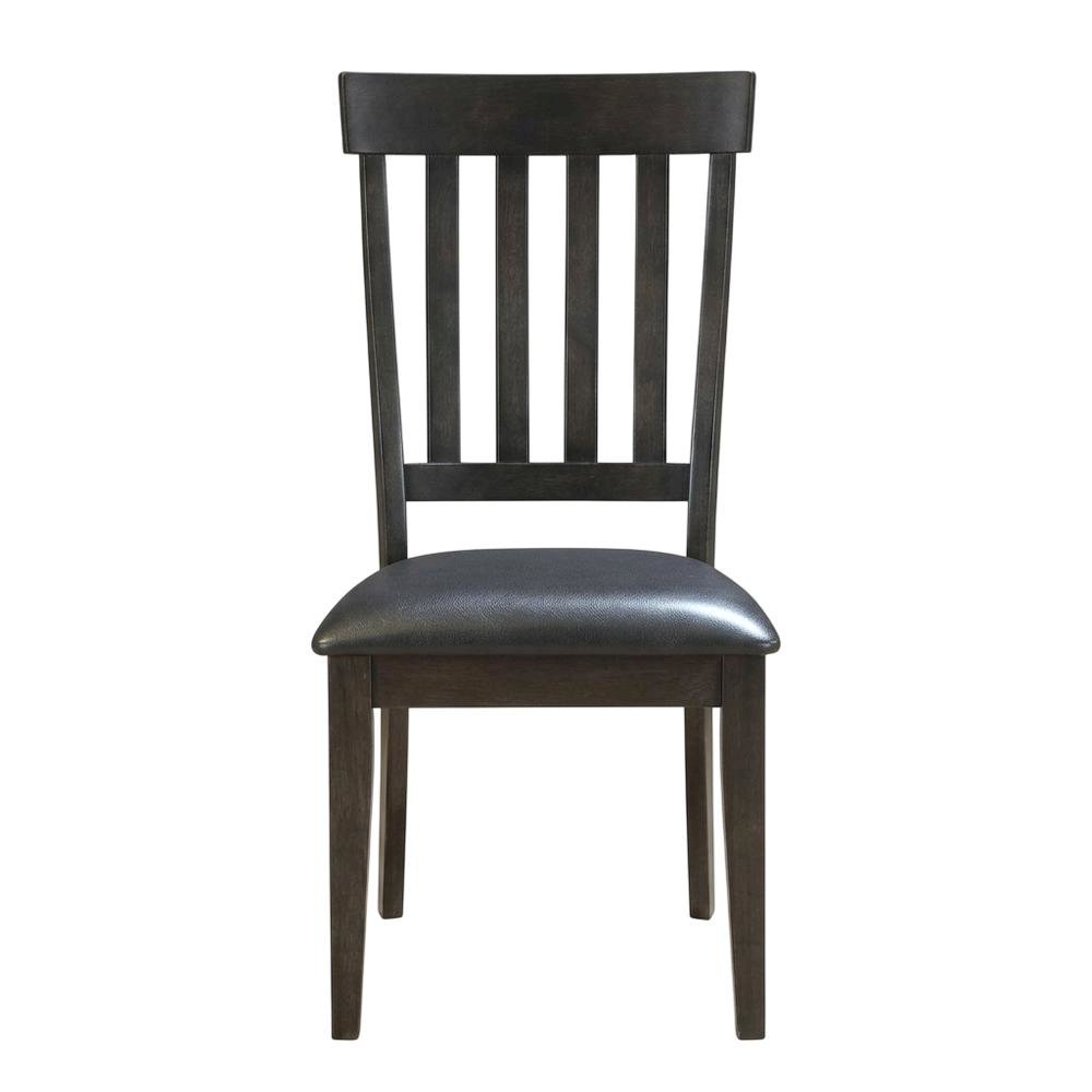 Grey Finish Side Chairs with Upholstered Faux Leather Seats